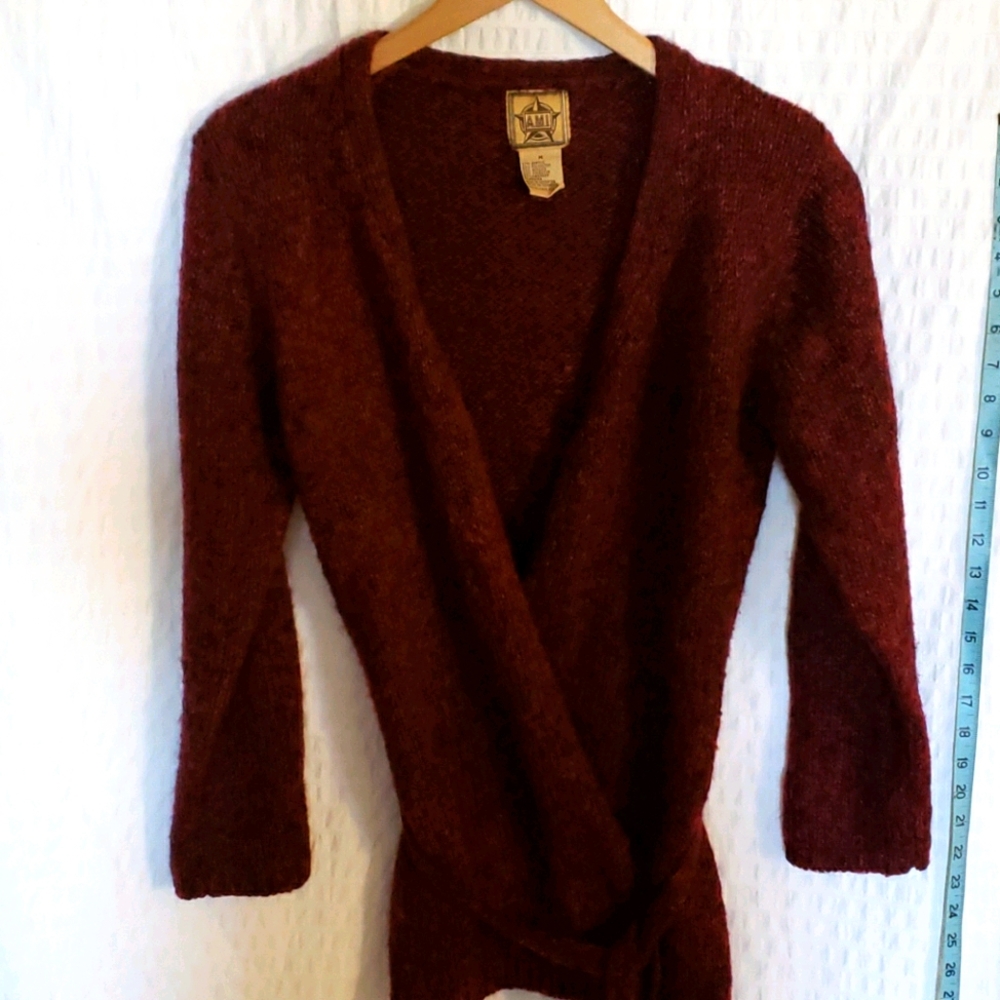 Ami Cabernet Cardigan Sweater